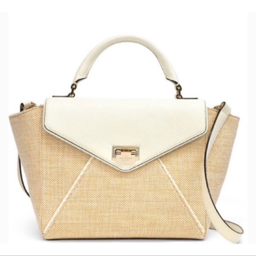Kate Spade Laurel Wesley Place leather and tweed satchel crossbody bag